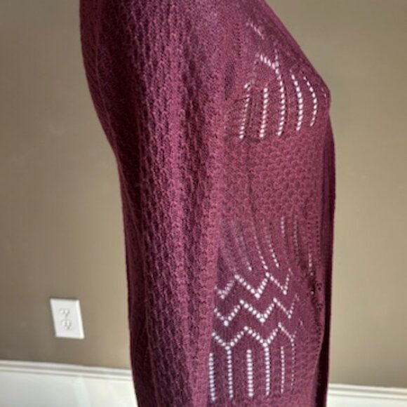 Love Ellie Burgandy Benhill Pointelle Duster Cardigan Medium Petite - Picture 5 of 10